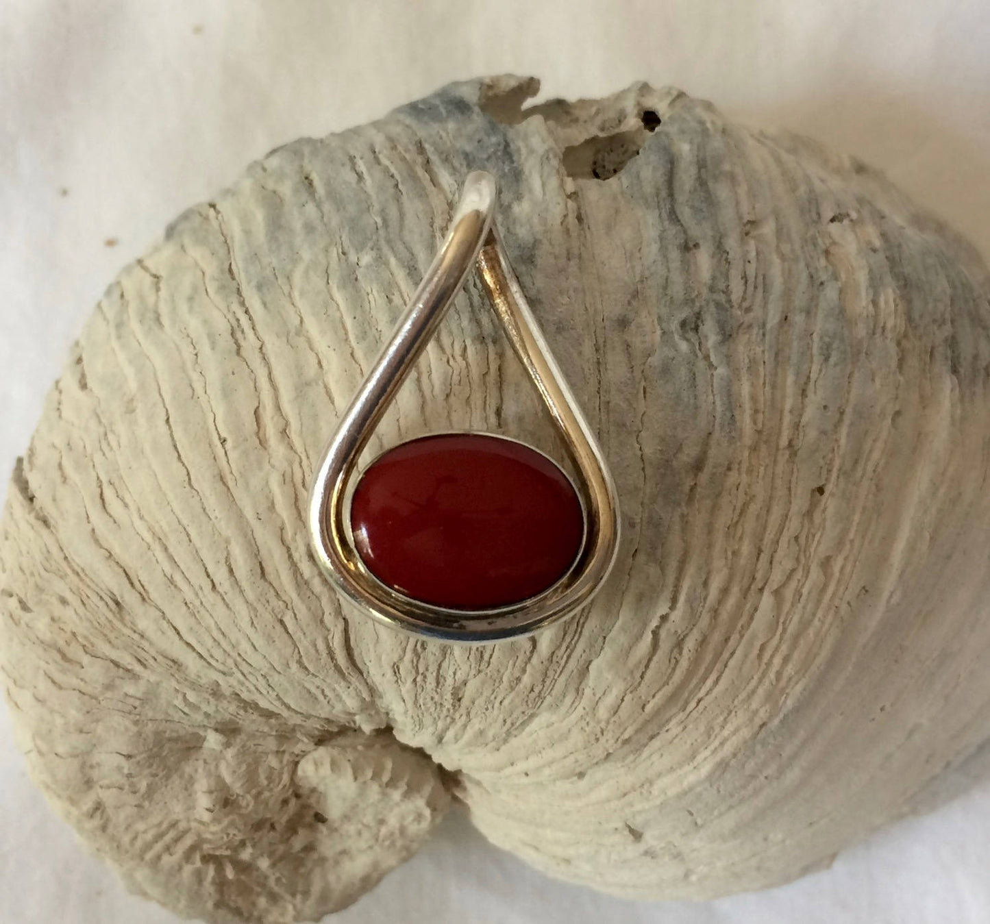 Faux Coral pendant in Sterling SIlver