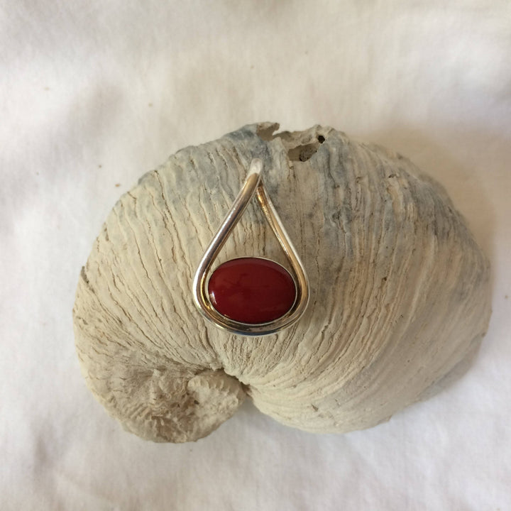 Faux Coral pendant in Sterling SIlver