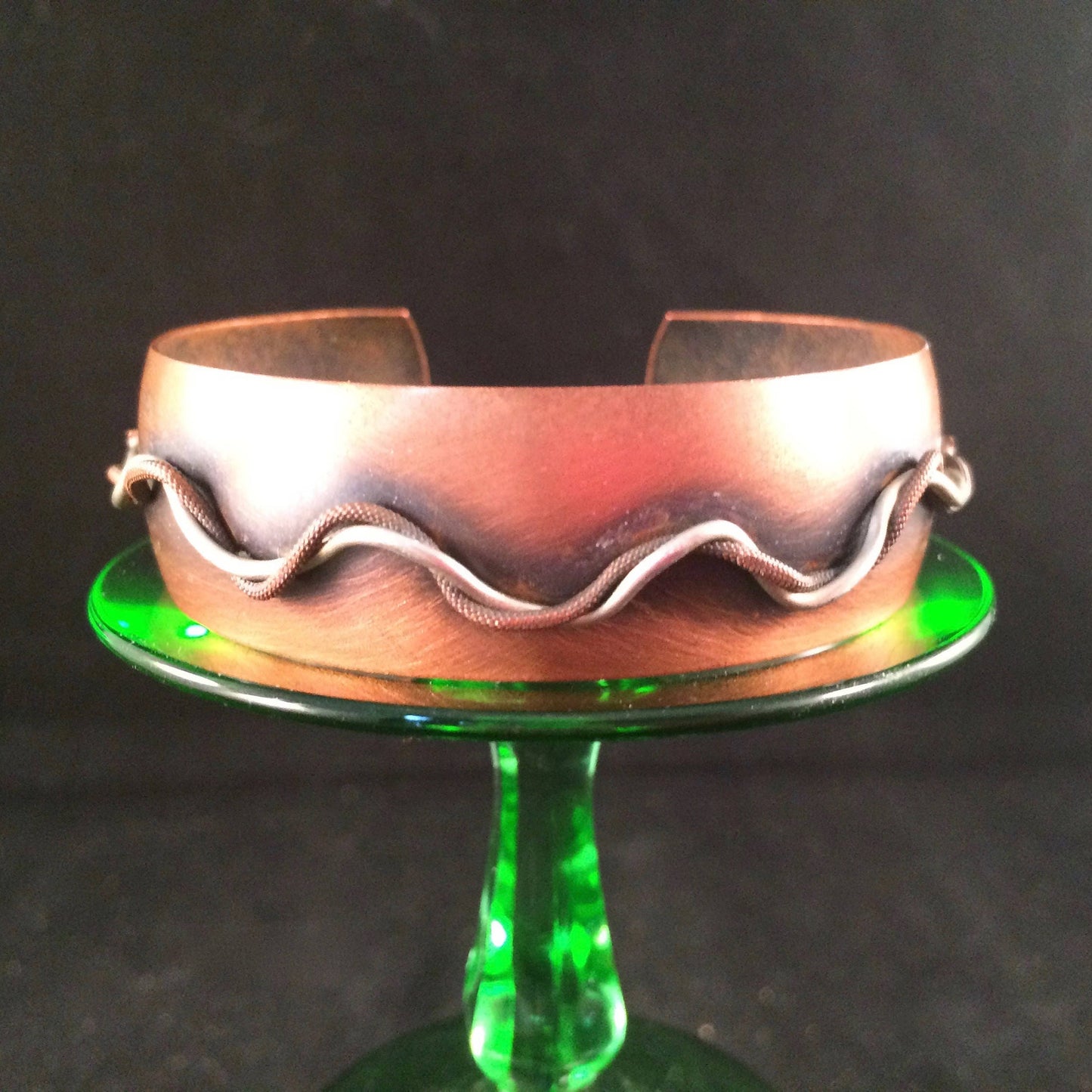 Copper Cuff bracelet with Sterling silver Accent