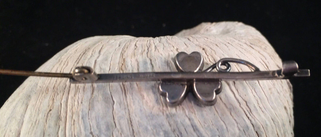 Vintage Silver and Connemara Clover Bar Brooch/Pin