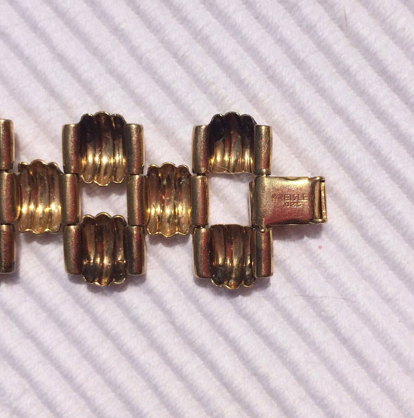 Kreisler Gold Plated Ribbed 3 row bracelet.