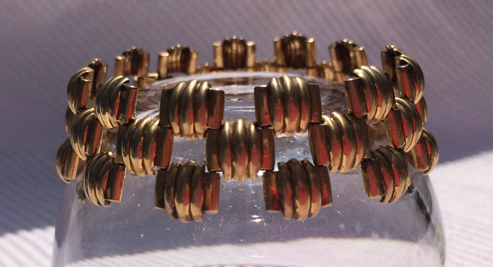 Kreisler Gold Plated Ribbed 3 row bracelet.