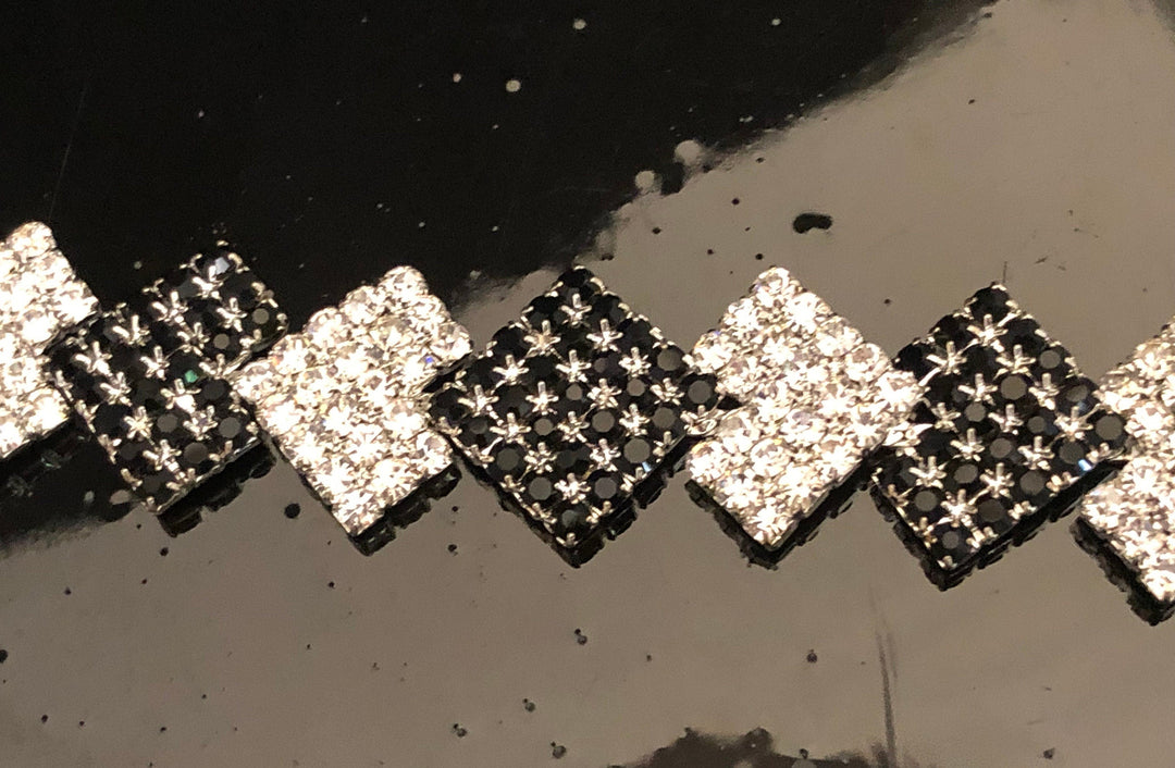 Onxy Black and White crystal Ann Primrose  Square Link Bracelet- Perfect for Prom, New Year's or Party wear!!