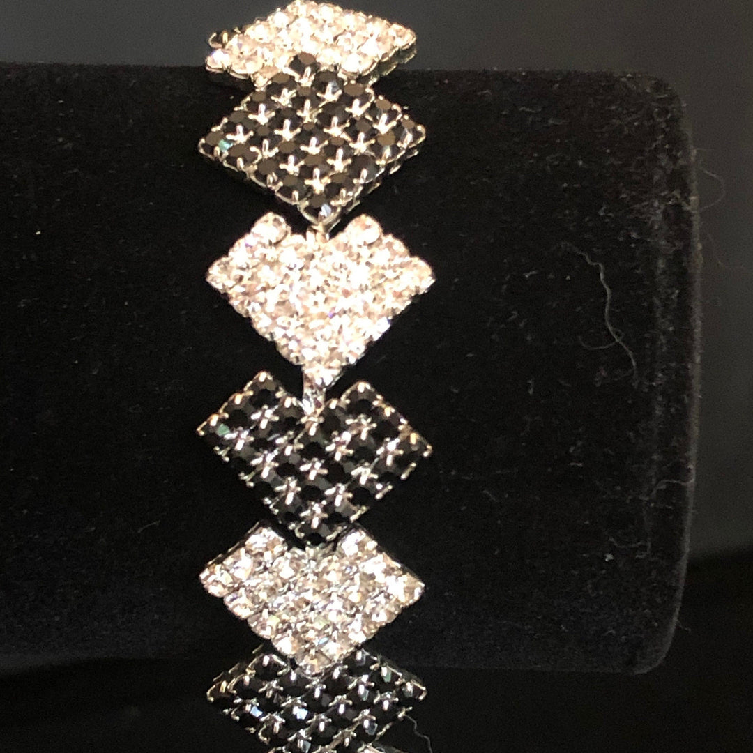 Onxy Black and White crystal Ann Primrose  Square Link Bracelet- Perfect for Prom, New Year's or Party wear!!