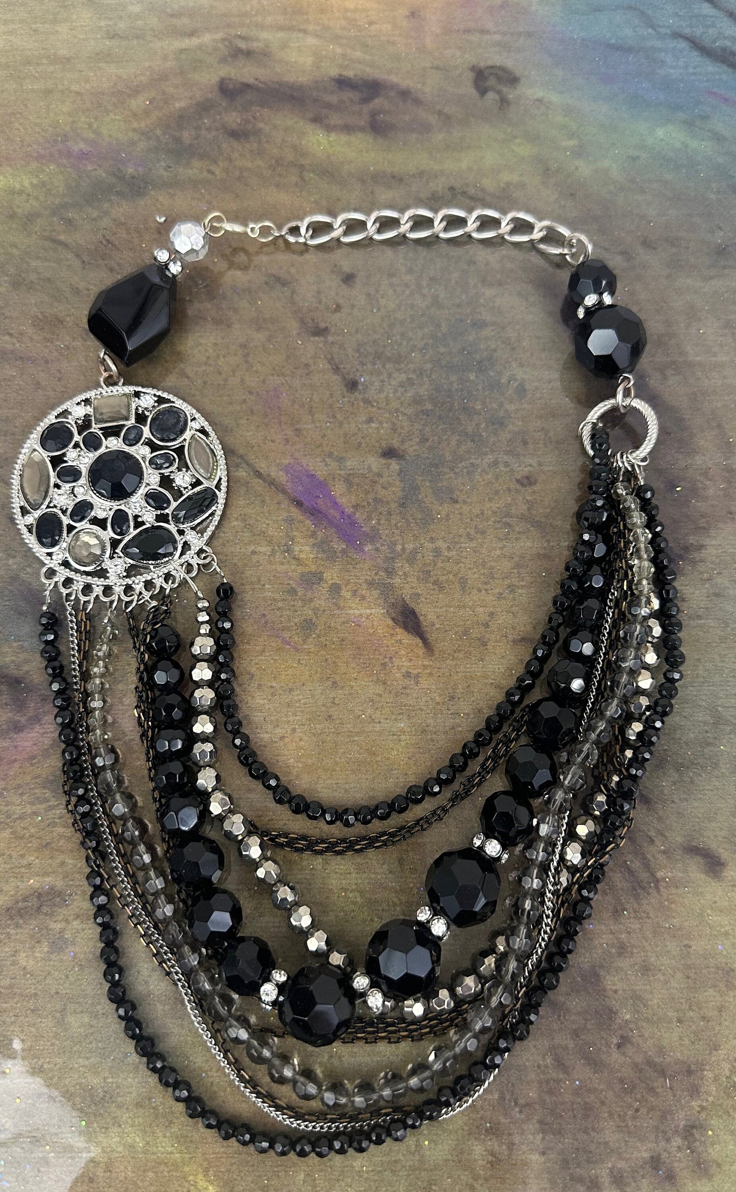 Black beaded/lucite necklace- Less than $20.00