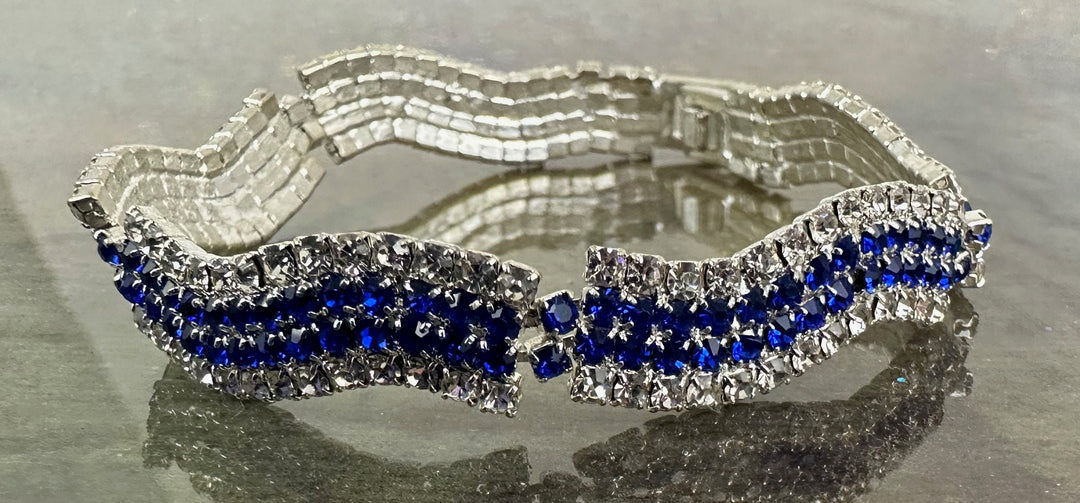 Ann Primrose Sapphire and White Crystal link Tennis Bracelet- Perfect for Dress Up Events!!