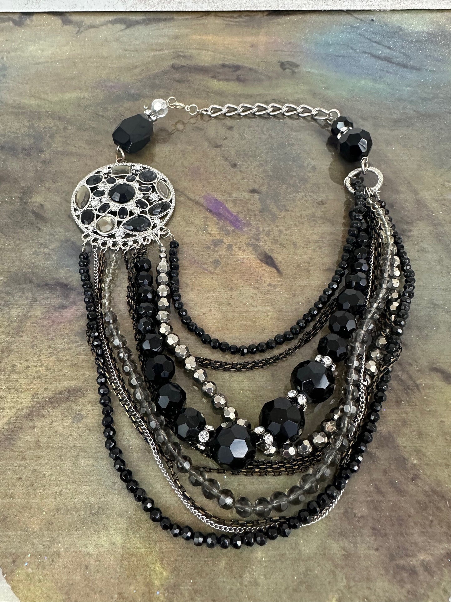 Black beaded/lucite necklace- Less than $20.00