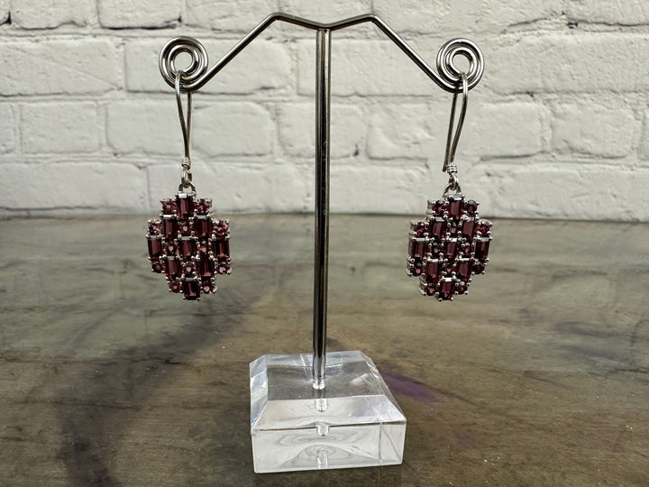 Umba River Rhodolite Garnet and Silver drop earrings