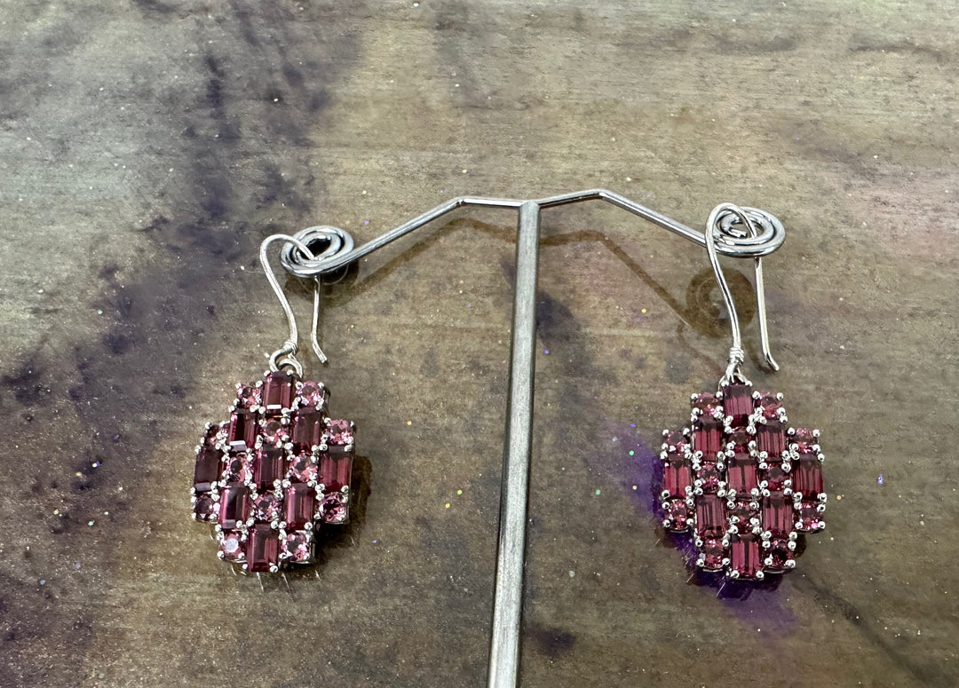 Umba River Rhodolite Garnet and Silver drop earrings