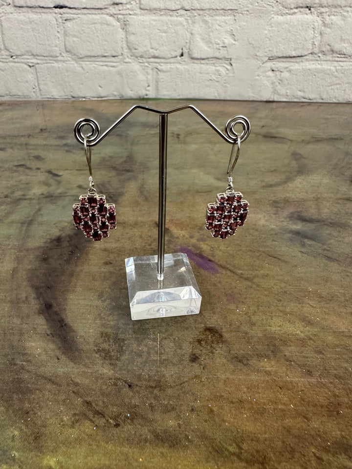 Umba River Rhodolite Garnet and Silver drop earrings