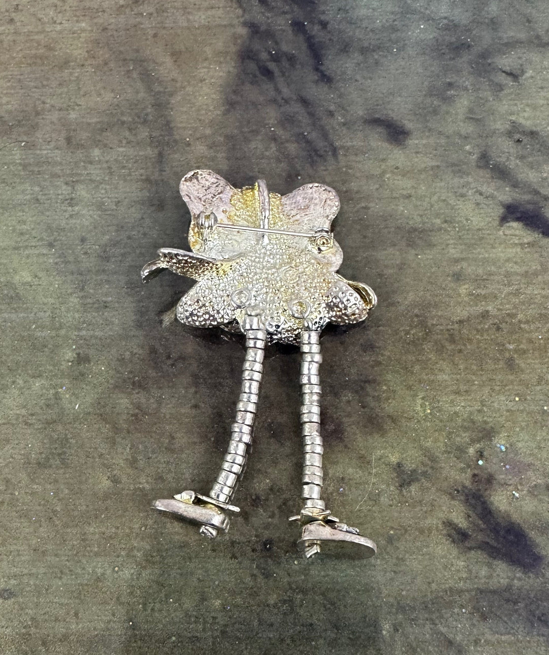 Gold and Silver Angel with Dangling legs Brooch