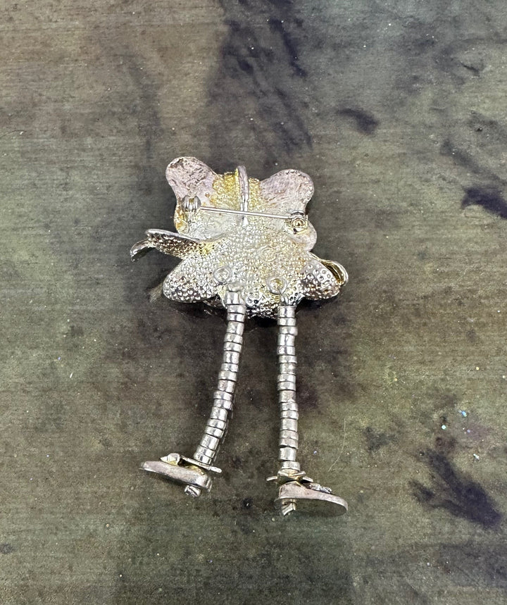 Gold and Silver Angel with Dangling legs Brooch