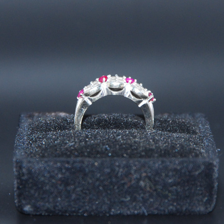 Vintage Diamond and Ruby ring in 14K white gold