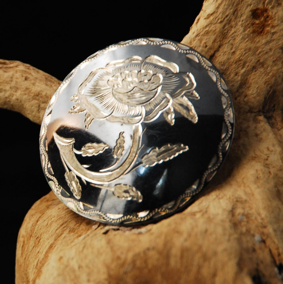 Hand Engraved Poppy Pendant/Brooch in Sterling Silver