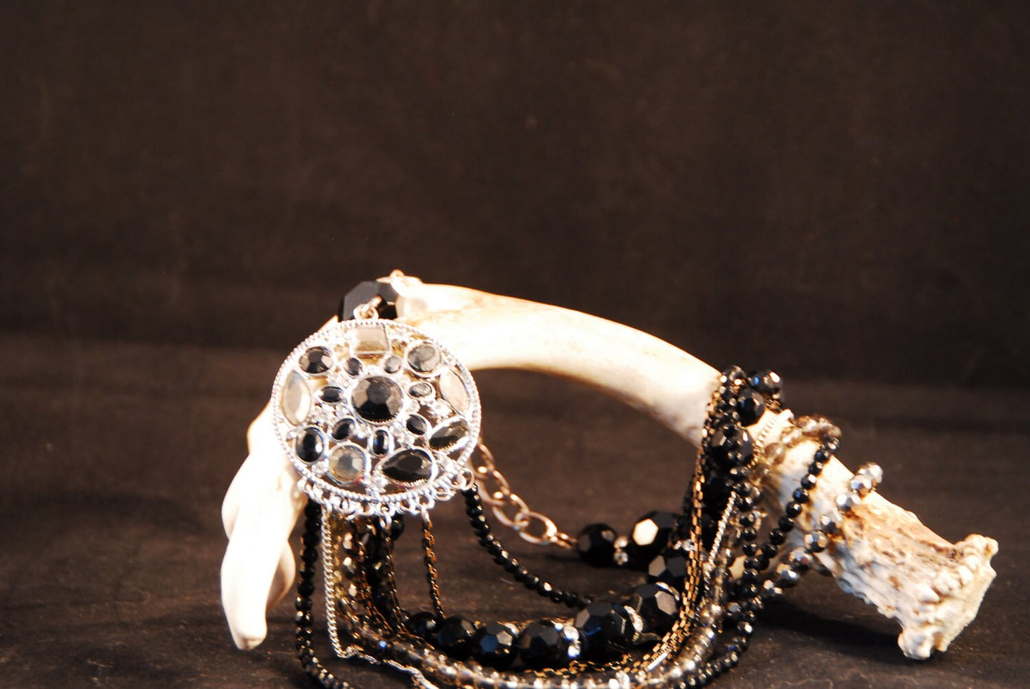 Black beaded/lucite necklace- Less than $20.00