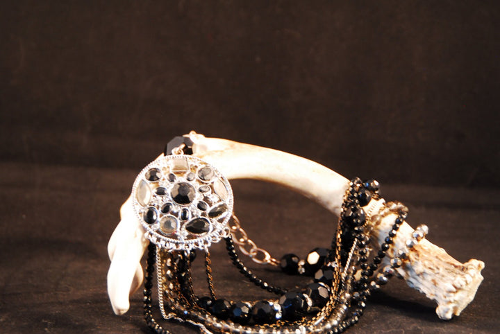 Black beaded/lucite necklace- Less than $20.00